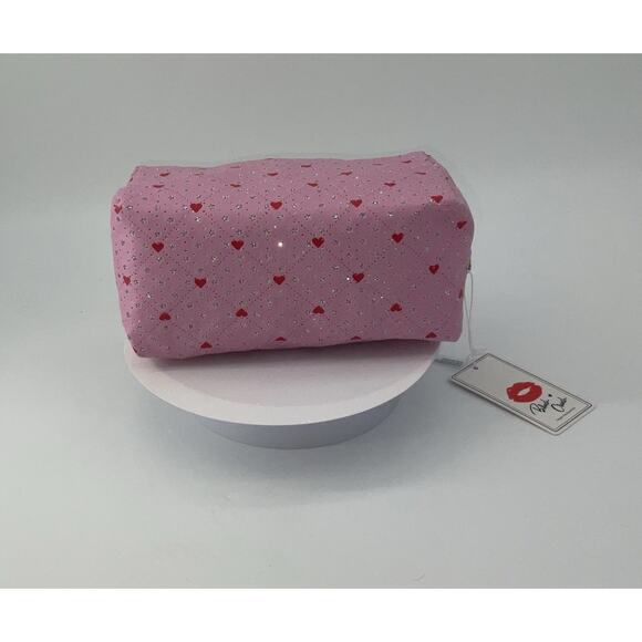 NWT Pink Hearts Boxy Makeup Cosmetic Bag by Blush Crush - Picture 4 of 9